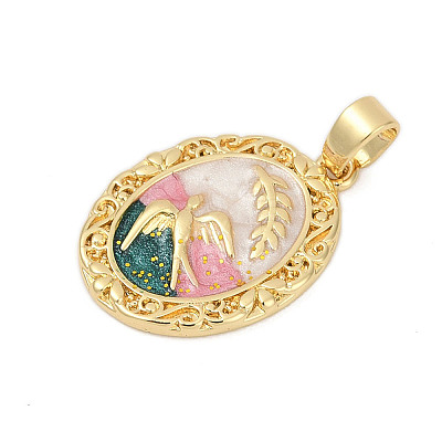 Brass Enamel Pendants KK-U068-04G-02-1