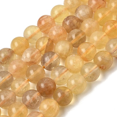 Natural Yellow Fluorite Beads Strands G-K340-A03-10mm-02-1