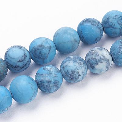Dyed Natural Map Stone/Picasso Stone/Picasso Jasper Beads Strands G-F520-52-8mm-1