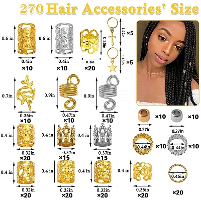 270Pcs Iron Hair Coil Cuffs X1-AJEW-SZC0021-03M-1