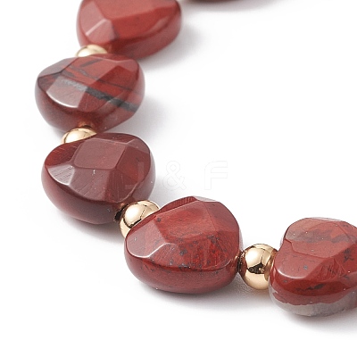 Natural Red Rainbow Jasper Heart Beaded Bracelet BJEW-JB08697-01-1