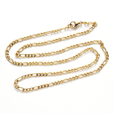 PVD Vacuum Plating 304 Stainless Steel Figaro Chain Necklaces NJEW-S420-003C-G-1