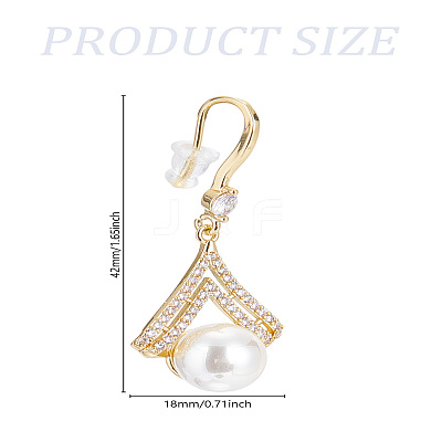 1 Pair Brass Clear Cubic Zirconia Dangle Earrings EJEW-LP0007-071-1