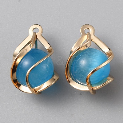 Resin Imitation Cat Eye Pendants KK-WH0045-78B-02-1