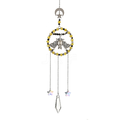 Halloween Bat Alloy Hanging Suncatcher HJEW-JM05042-1