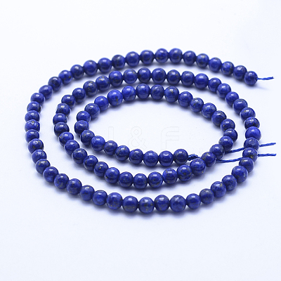 Natural Lapis Lazuli Beads Strands G-P342-01-4mm-A-1