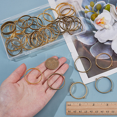 40Pcs Alloy Flat Round Open Back Bezel Connector Charms FIND-AR0006-68-1