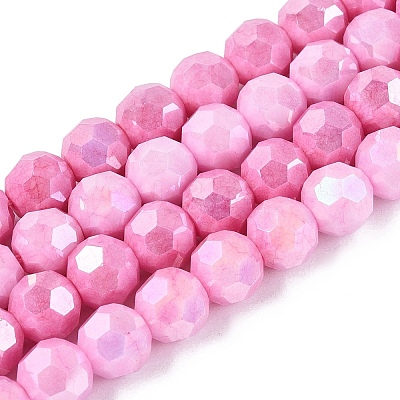 Anti-Tarnish Electroplate Glass Beads Strands EGLA-ZX010-8mm-02-1