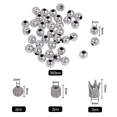 6Pcs 3 Styles Brass Micro Pave Cubic Zirconia Beads ZIRC-SZ0001-17-1
