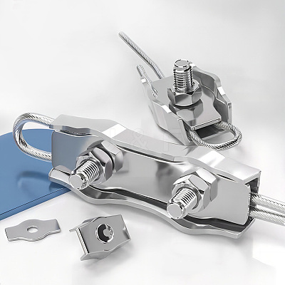 28Pcs 2 Style 304 Stainless Steel Wire Single Bolt & Double 2-post Cable Clamp FIND-GA0003-12-1