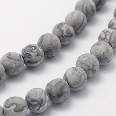 Natural Map Stone/Picasso Stone/Picasso Jasper Beads Strands G-F518-16-8mm-1