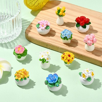 22 Pcs 11 Styles Resin Flower Ornaments DJEW-CJ0001-24-1