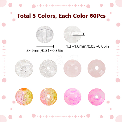 300Pcs 5 Colors Transparent Glass Beads GLAA-SC0002-42A-1