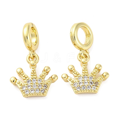 Brass Micro Pave Cubic Zirconia European Dangle Charms KK-D325-14G-1