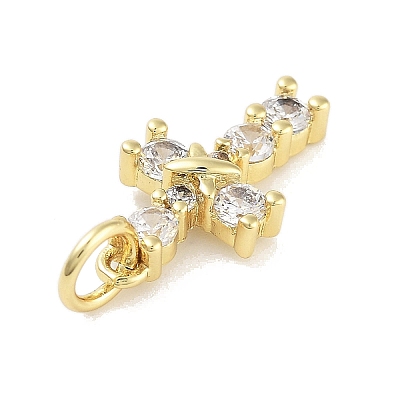 Rack Plating Brass Clear Cubic Zirconia Pendants KK-M293-13G-1