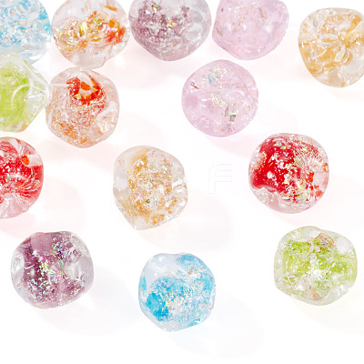 14Pcs 7 Colors Handmade Foil Lampwork Beads FOIL-TA0001-07-1