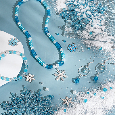 DIY Snowflake Alloy Dangle Earrings Making Kit DIY-PH0022-67-1