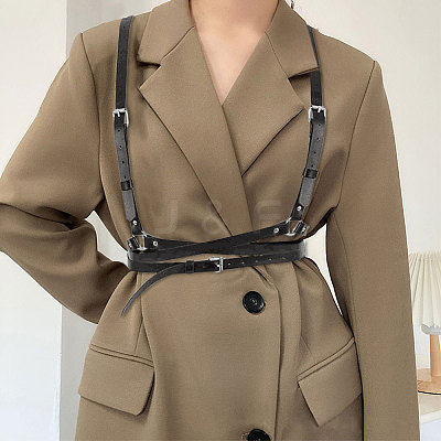 Adjustable Retro Imitation Leather Y-Shaped Heavy Duty Suspenders AJEW-WH0314-94-1
