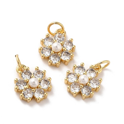 Rack Plating Brass Micro Pave Cubic Zirconia Charms KK-A160-22G-1