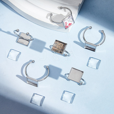 DIY Blank Square Cuff Ring Making Kit DIY-UN0005-39-1