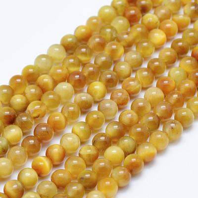 Natural Gold Tiger Eye Beads Strands G-K203-84-4mm-1