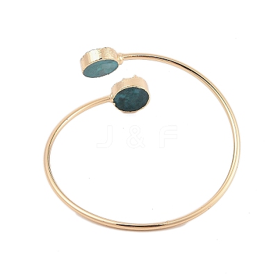 Dyed Natural Druzy Agate Beaded Cuff Bangle BJEW-N029-02G-1
