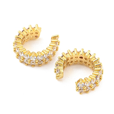 Rack Plating Brass Cubic Zirconia Cuff Earrings EJEW-K245-39G-1