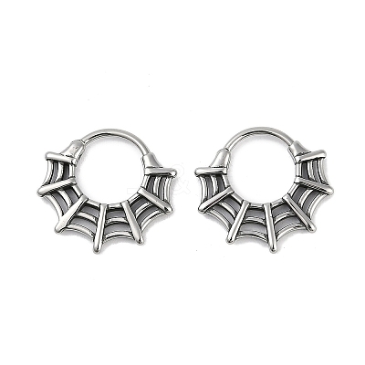 Spider Web 316 Surgical Stainless Steel Hoop Earrings EJEW-G416-40AS-1
