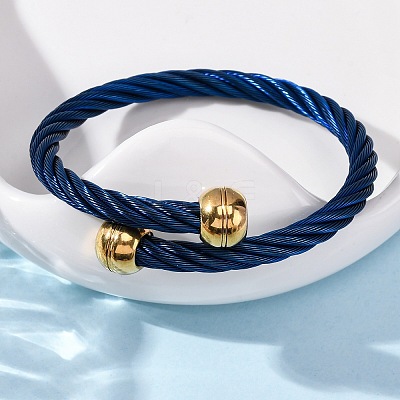 304 Stainless Steel Torque Bangles for Women BJEW-P310-22BL-1