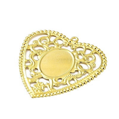 Rack Plating Iron Hollow Big Pendant Cabochon Settings IFIN-Q134-03G-1