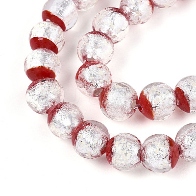 Luminous Handmade Lampwork Silver Foil Beads Strand FOIL-N029-03E-1