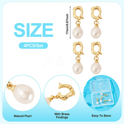 4Pcs Natural Cultured Freshwater Pearl Pendant PALLOY-TAC0176-1