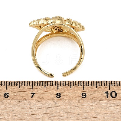 Brass Micro Pave Cubic Zirconia Cuff Rings for Women RJEW-L132-03G-03-1