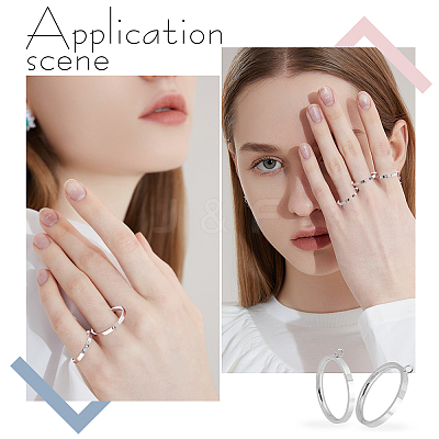10Pcs 5 Style 304 Stainless Steel Finger Ring Settings STAS-UN0031-53-1