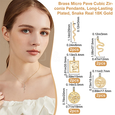Brass Micro Pave Clear Cubic Zirconia Charms ZIRC-BBC0001-02-1