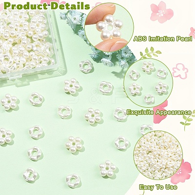 200Pcs 2 Styles ABS Imitation Pearl Beads OACR-YW0004-44-1