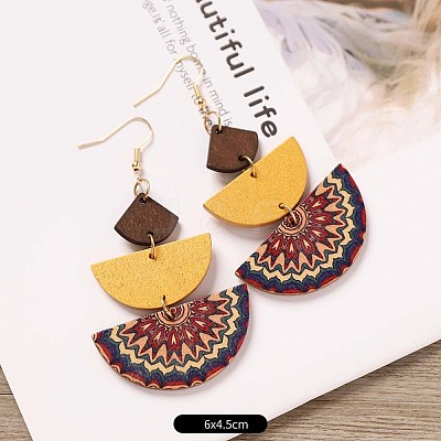 Bohemian Style Wood & Alloy Dangle Stud Earrings FS-WGDD7A8-06-1