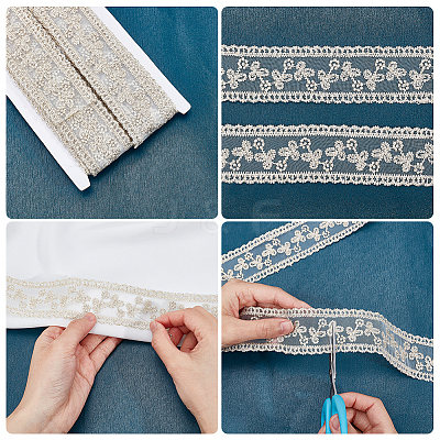 Polyester Hollow Embroidered Lace Trim OCOR-WH0079-13A-1