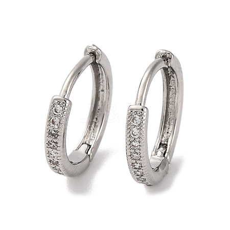 Ion Plating(IP) Brass Micro Pave Clear Cubic Zirconia Hoop Earrings for Women EJEW-U031-02P-1