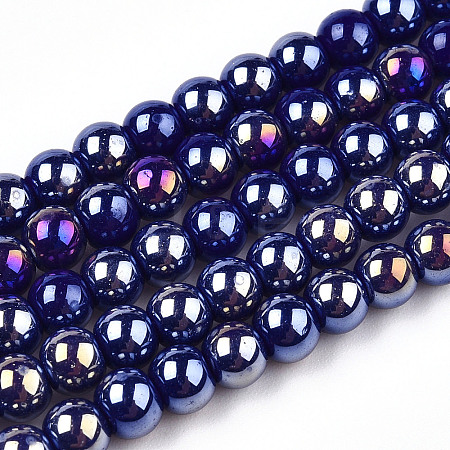 Electroplate Opaque Glass Beads Strands X-GLAA-T032-P4mm-AB03-1