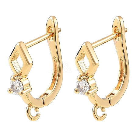 SHEGRACE Brass Micro Pave Cubic Zirconia Hoop Earring Findings XGRQ79327-932G-1