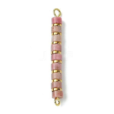 Natural Rhodonite & Electroplated Synthetic Non-magnetic Hematite Heishi Connector Charms PALLOY-JF03291-07-1