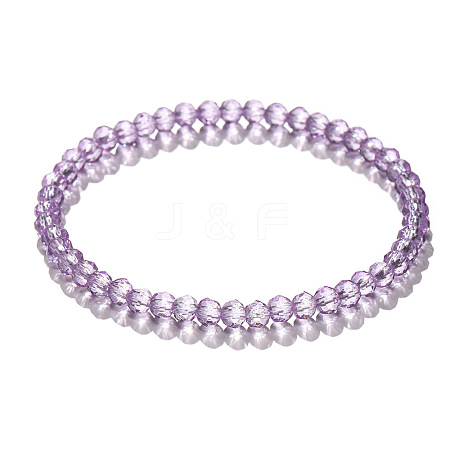 4mm Prism Faceted Rondelle Glass Beaded Stretch Bracelets for Women LS-EH2213-3-1
