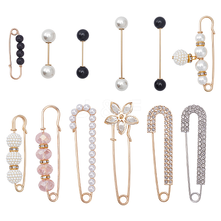 2 Bags 2 Styles Alloy Charm Safety Pin Brooches JEWB-ME0001-05-1