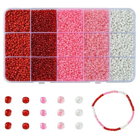 5 Colors Glass Seed Beads SEED-YW0002-57-1