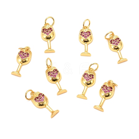 Brass Micro Pave Fuchsia Cubic Zirconia Pendants ZIRC-P086-10G-1