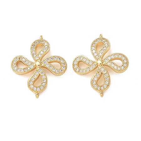 Brass Micro Pave Clear Cubic Zirconia Connector Charms CU-CBA4579-14G-1