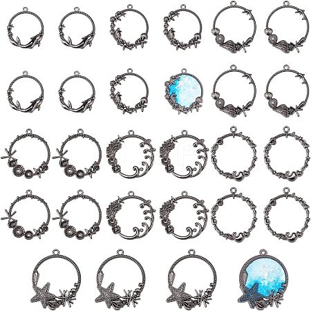 Olycraft 28Pcs 7 Style Ocean Series Zinc Alloy Pendants FIND-OC0001-42-1