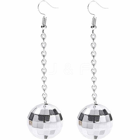Stainless Steel Mirror Ball Earrings for Women FJ2420-1-1