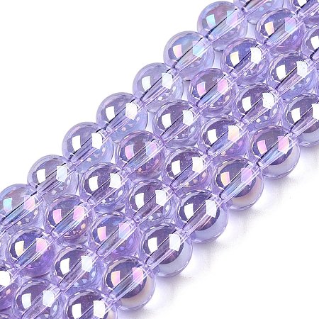 Electroplate Transparent Glass Beads Strands GLAA-T032-T8mm-AB01-1